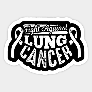 Fight Against Lung Cancer Vintage White Ribbon Gift Sticker